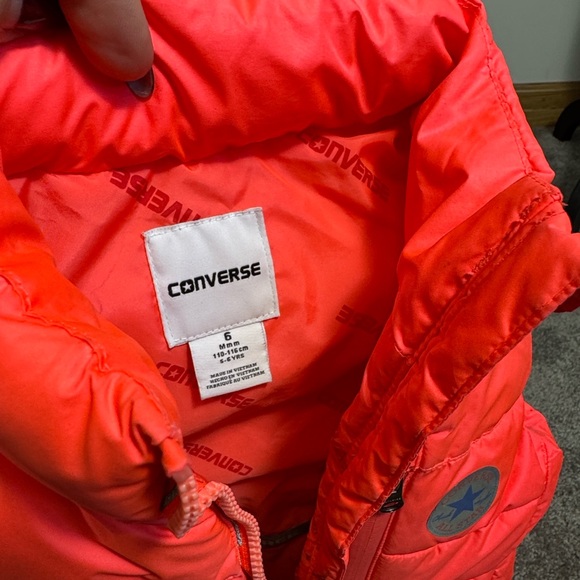 Converse Girls' Bright Pink Quilted Puffer Vest Size 6 Full Zipper w/ Pockets - Picture 7 of 11